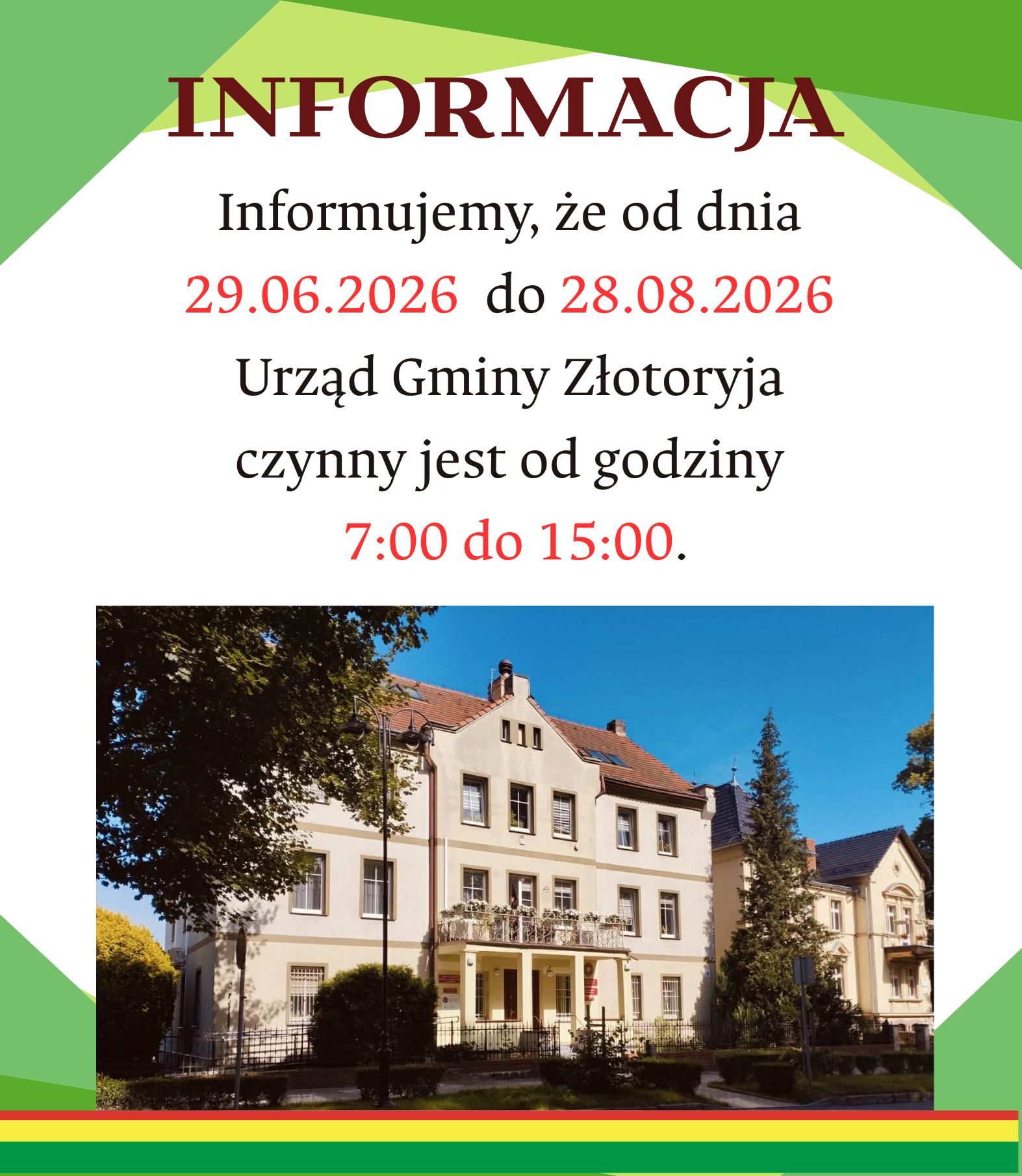 UG godziny zmiana